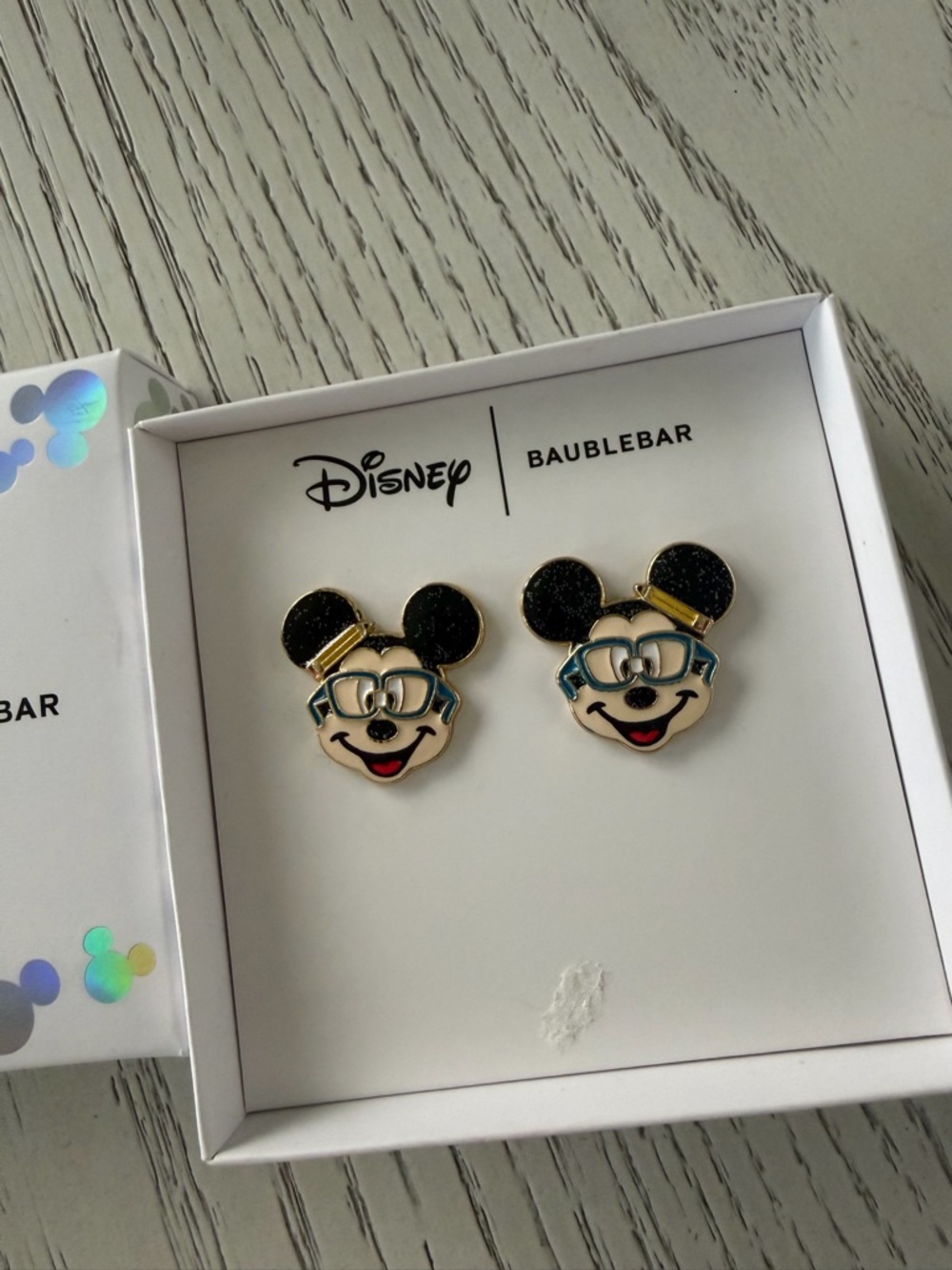 BaubleBar Kids Mickey‎ Stud Earrings in Black, Cream & Blue